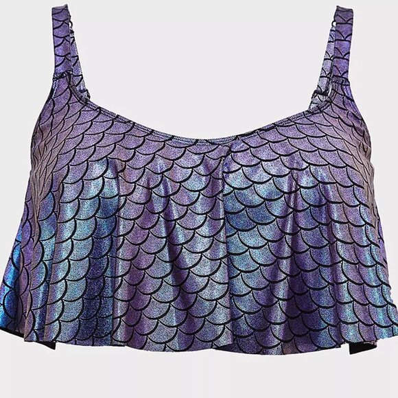 🆕🧜♀️ 2X Purple Iridescent Mermaid Wireless Bikini Top 2X 🧜♀️ - Picture 1 of 5